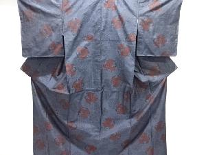 花に七宝模様織り出し本場泥大島紬着物